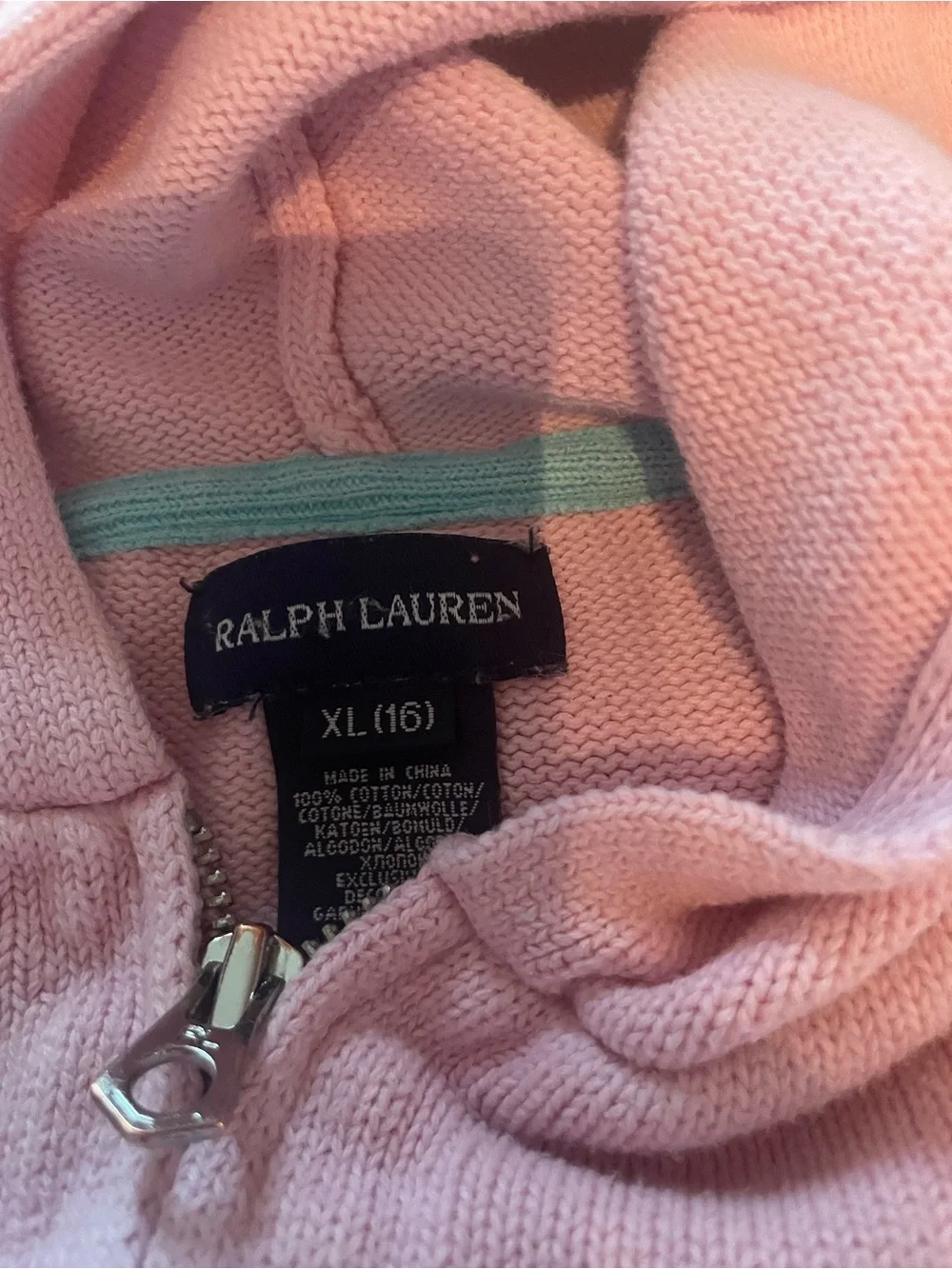 Ralph Lauren Light Pink Hooded Zip Cardigan